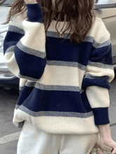 Strickpullover mit Farbblock-Streifen